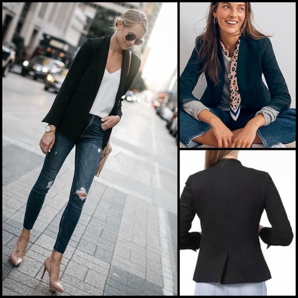 J. Crew Going Out $198 Black Preppy Dark Academia Gramercy Twill Open Blazer 4 - Picture 1 of 16